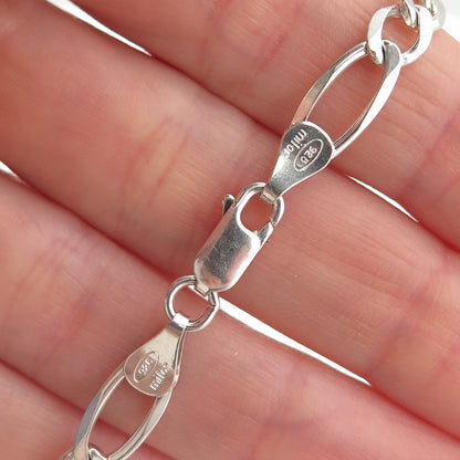 Milor 925 Sterling Silver Vintage Italy Figaro Link Bracelet 8.25"