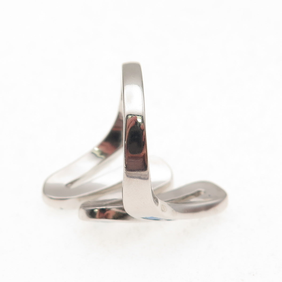 925 Sterling Silver Real Opal Modernist Zig Zag Ring Size 9