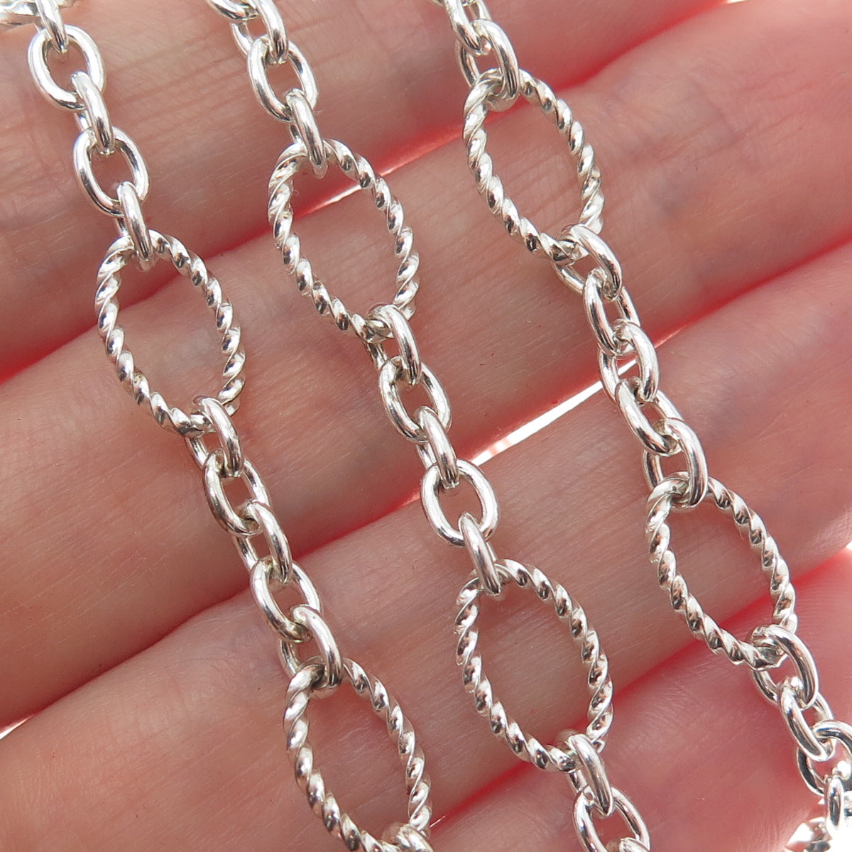 925 Sterling Silver Twisted Figaro Chain Necklace 18"
