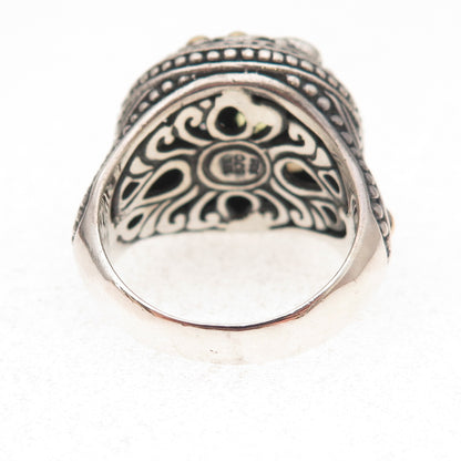 Samuel Benham 925 Sterling Silver 18K Gold Vintage Real Multi-Gem Ring Size 9