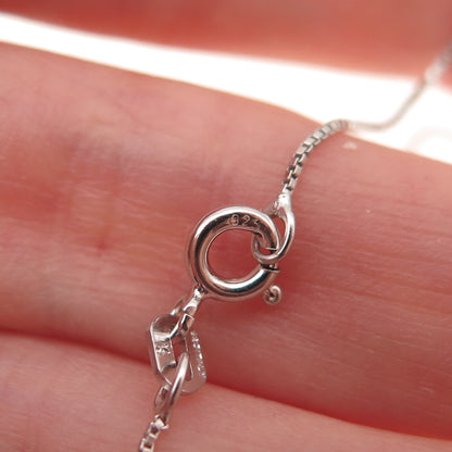 925 Sterling Silver Red Enamel Female Symbol Heart Box Chain Necklace 18"