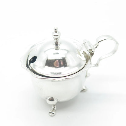 925 Sterling Silver & Glass Antique 1921 E S Barnsley Birmingham Mustard Pot