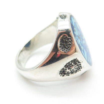 TASCO 925 Sterling Silver Vintage Mexico Turquoise Gem Inlay Dome Ring Size 11