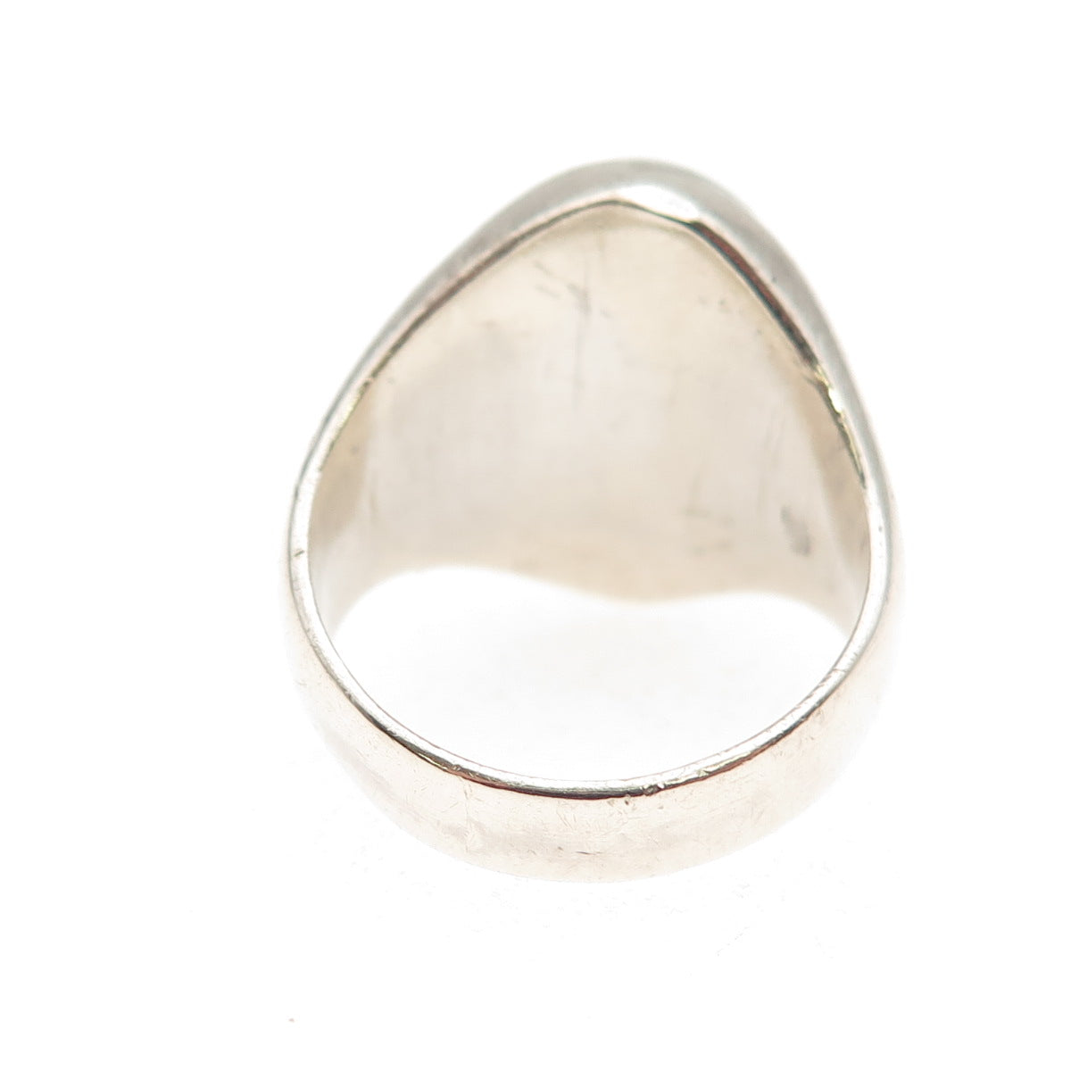 925 Sterling Silver Vintage China Real Opal Inlay Oxidized Ring Size 7.5