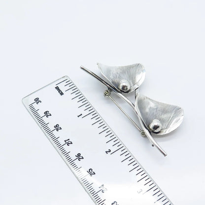 925 Sterling Silver Vintage Beau Calla Lily Floral Pin Brooch