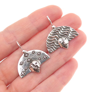 Joe Cajero 925 Sterling Silver Vintage Nurtured By Prayer Dangle Earrings
