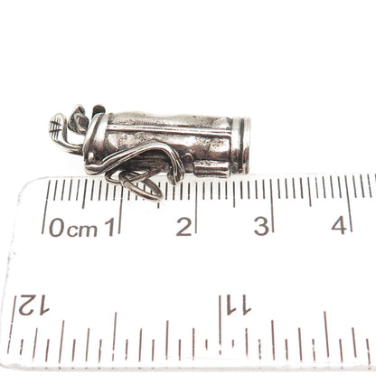 BEAU 925 Sterling Silver Vintage Golf Club Oxidized 3D Charm Pendant