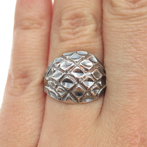 925 Sterling Silver Vintage Dragon Skin Dome Oxidized Ring Size 6.25