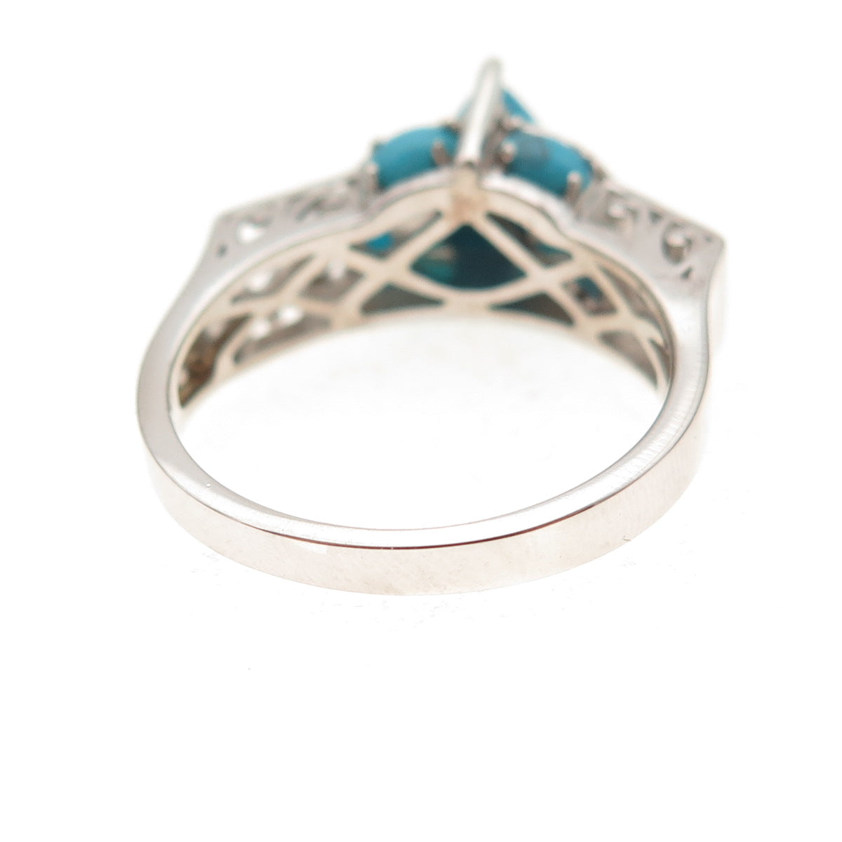 925 Sterling Silver Real Sleeping Beauty Turquoise Butterfly Ring Size 8.25