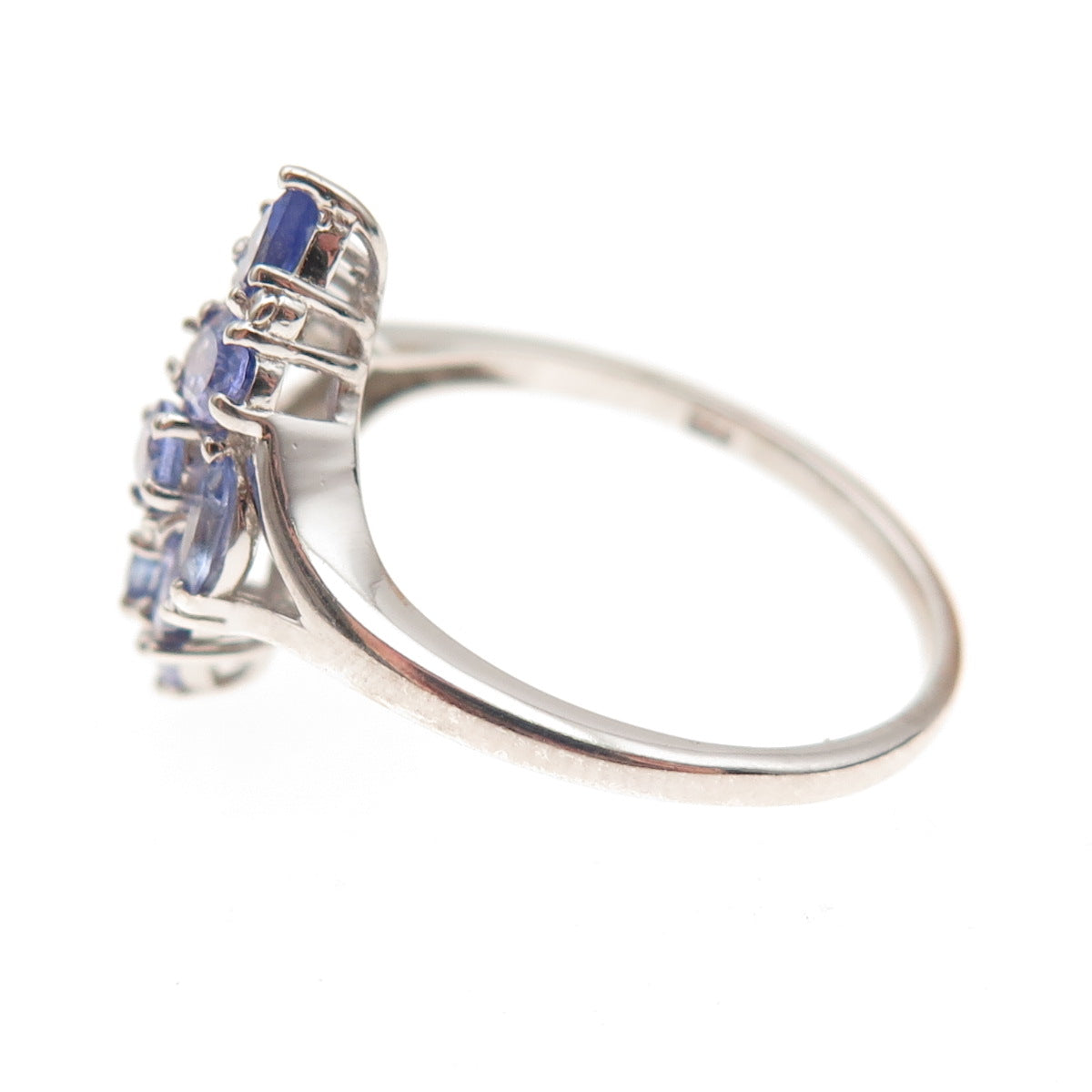 Chuck Clemency 925 Sterling Silver Real Multi-Cut Tanzanite Cluster Ring Size 8