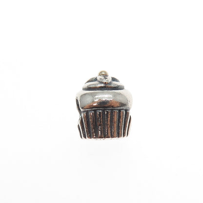 PANDORA 925 Sterling Silver & Gold Sweet Cupcake Slide Bead Charm