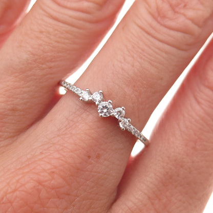 925 Sterling Silver Round-Cut C Z Stackable Ring Size 9