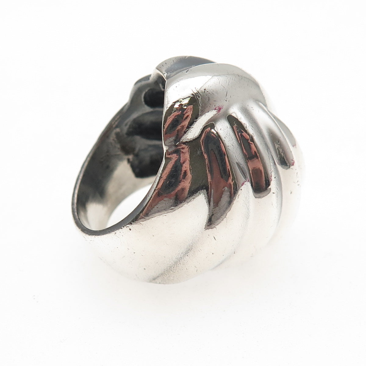 925 Sterling Silver Vintage Mexico Modernist Dome Oxidized Ring Size 8