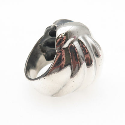 925 Sterling Silver Vintage Mexico Modernist Dome Oxidized Ring Size 8