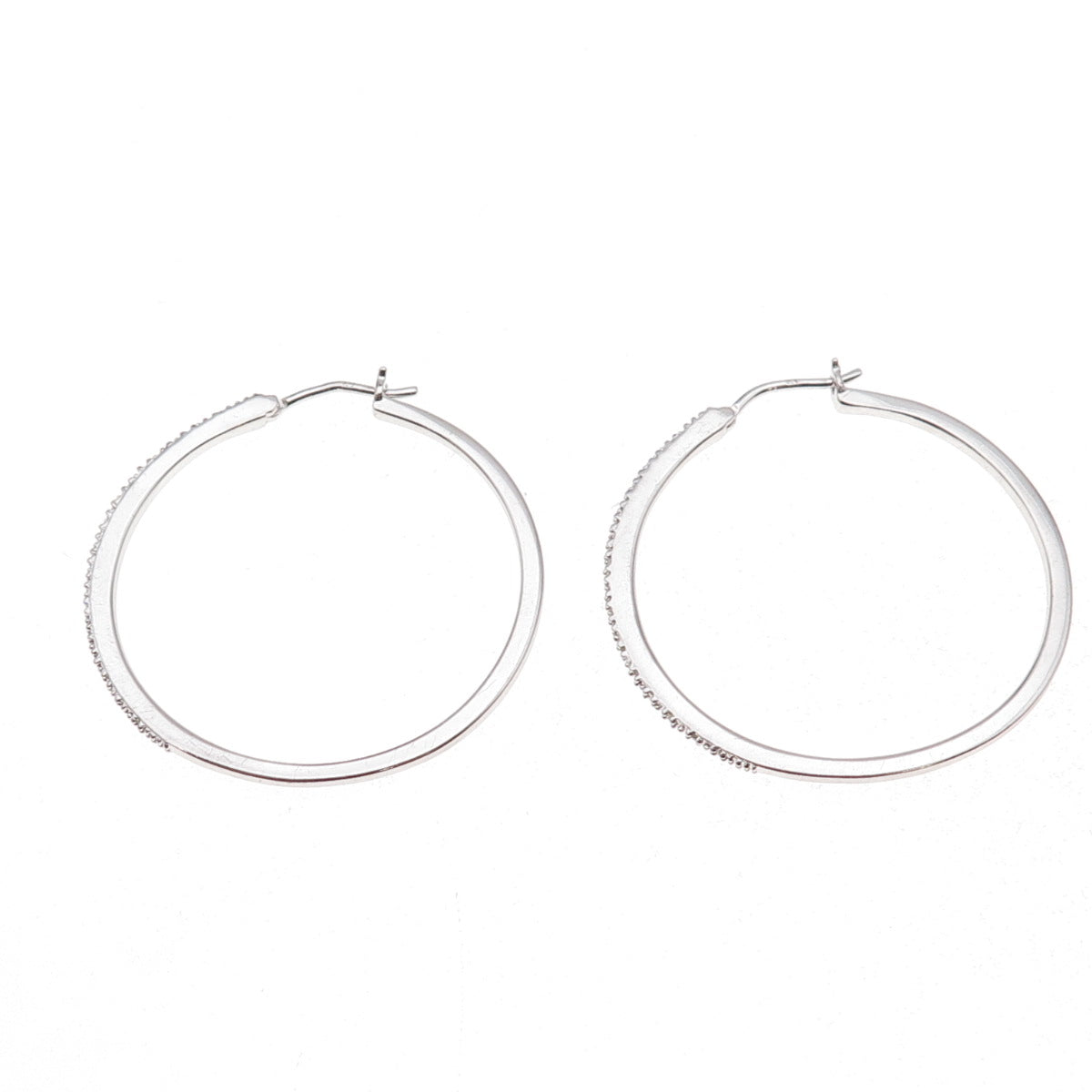 Sun 925 Sterling Silver Real Round-Cut Diamond Hoop Earrings