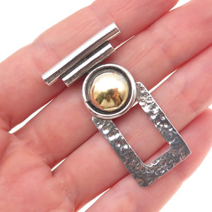 Kabana 925 Sterling Silver 2-Tone Vintage Modernist Hammered Slide Pendant