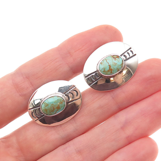Old Pawn 925 Sterling Silver Vintage Southwestern Turquoise Tribal Cufflinks