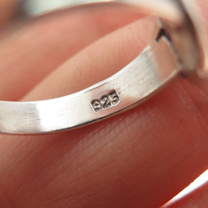 925 Sterling Silver Vintage Modernist Heartbeat Ring Size 6.25