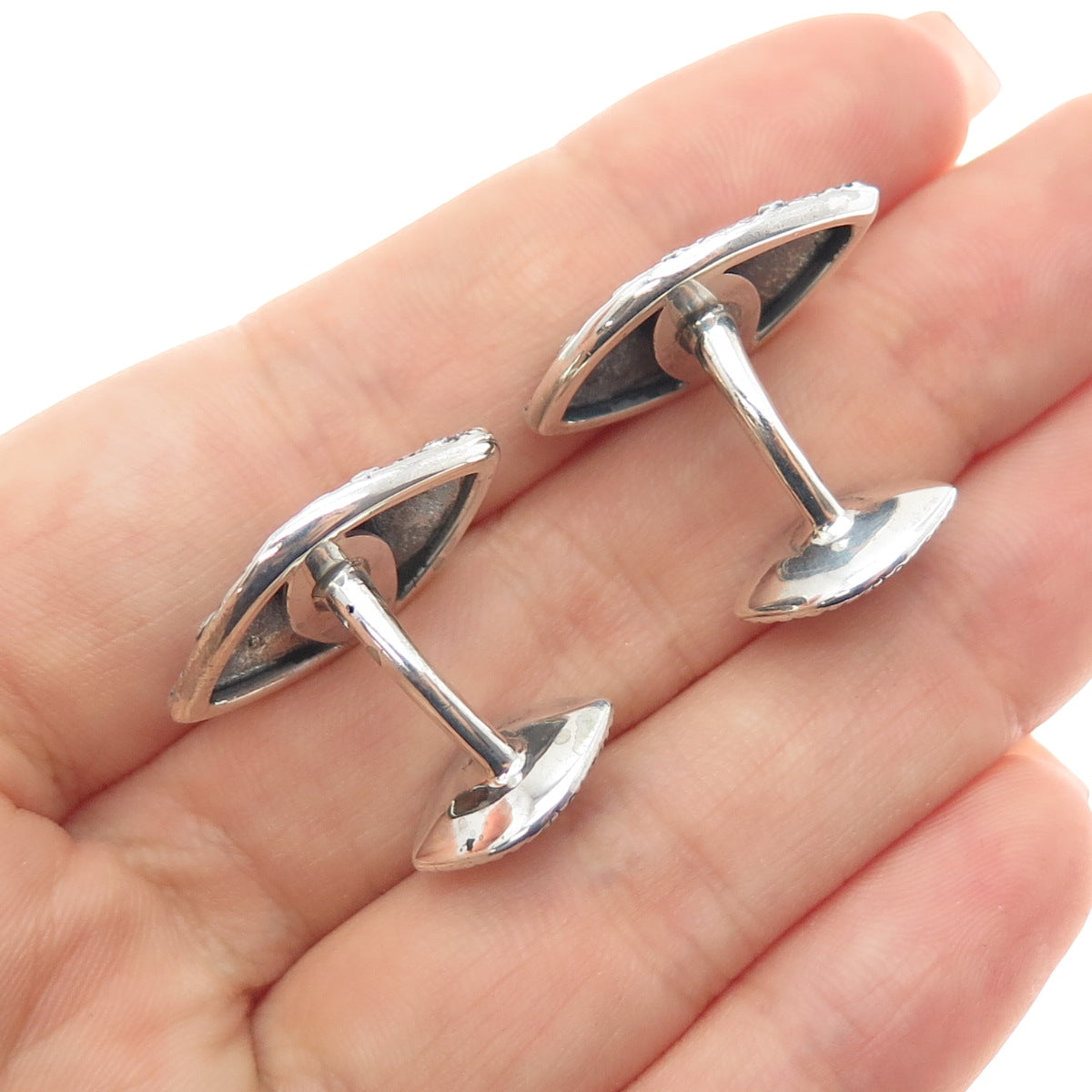 STEPHEN WEBSTER 925 Sterling Silver Vintage Real Diamond Modernist Cufflinks