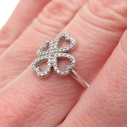 Pandora 925 Sterling Silver Round-Cut C Z Petals of Love Ring Size 6.25
