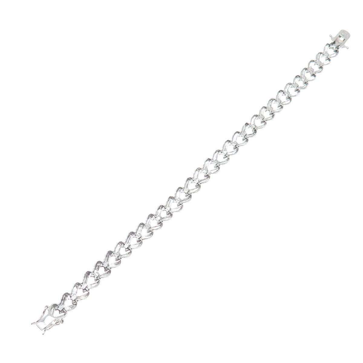 ROSS SIMONS 925 Sterling Silver Diamond Accent Herringbone Link Bracelet 7.25"