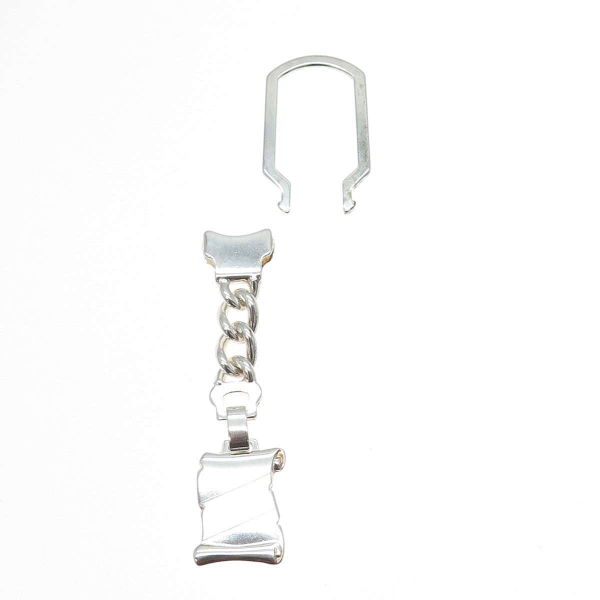 925 Sterling Silver Vintage Italy Key Diploma Fob Chain Ring Holder