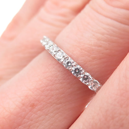 925 Sterling Silver Round-Cut C Z Half Eternity Band Ring Size 7