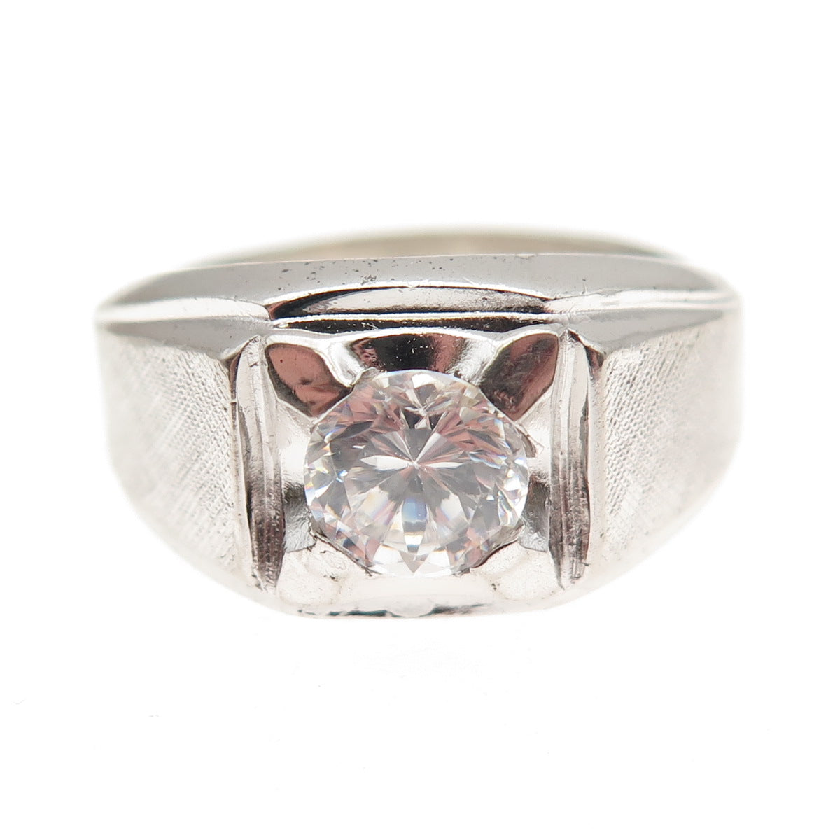 Vargas & Lind 925 Sterling Silver Antique Art Deco Round-Cut C Z Ring Size 10