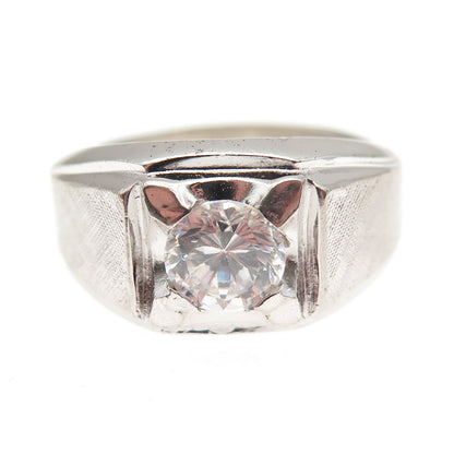 Vargas & Lind 925 Sterling Silver Antique Art Deco Round-Cut C Z Ring Size 10