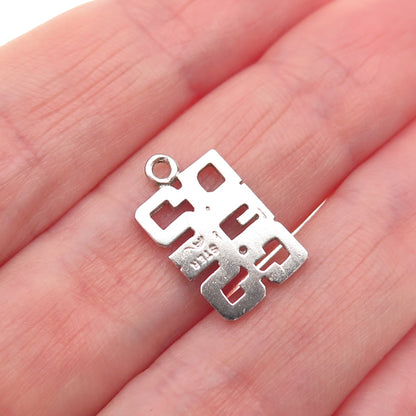 925 Sterling Silver Vintage December 25th Christmas Mini Charm Pendant