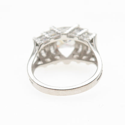 DEE BERKLE 925 Sterling Silver Princess-Cut C Z Engagement Ring Size 8
