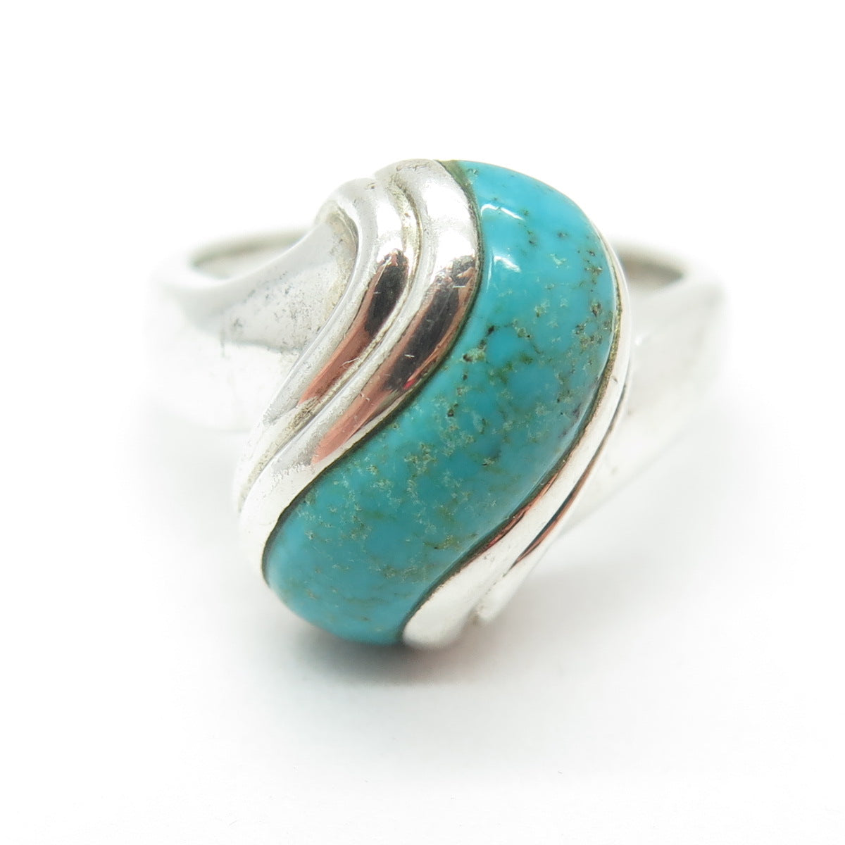 CLYDE DUNEIER CID 925 Sterling Silver Vintage Real Turquoise Ring Size 10.25