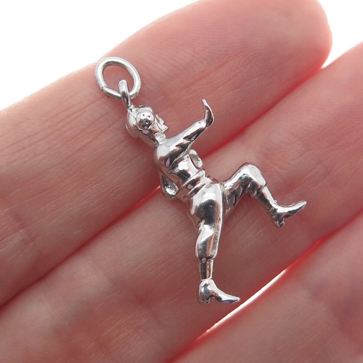 925 Sterling Silver Vintage Football Player 3D Pendant