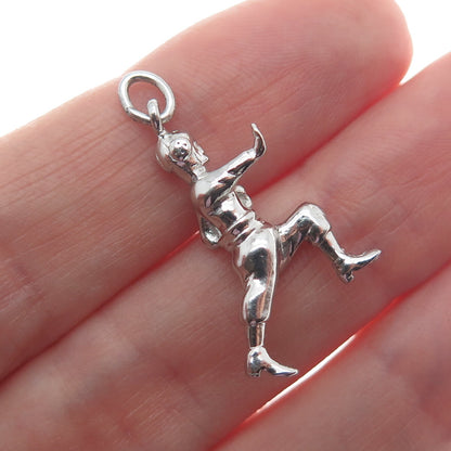 925 Sterling Silver Vintage Football Player 3D Pendant