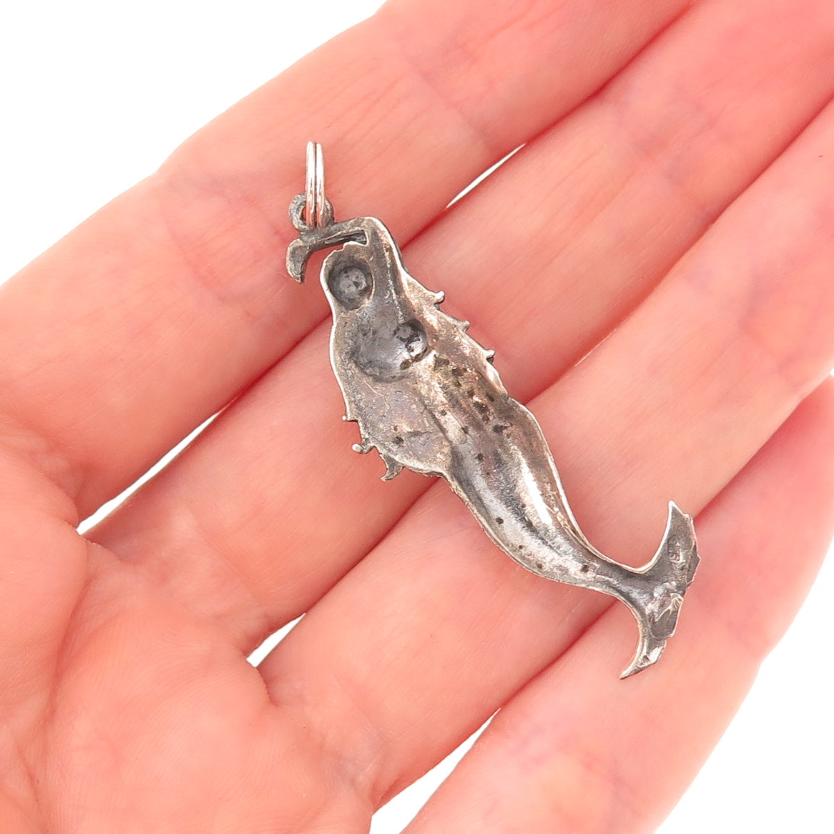 925 Sterling Silver Vintage Mermaid Oxidized Charm Pendant