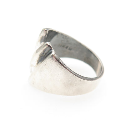 925 Sterling Silver Vintage Mexico Modernist Oxidized Ring Size 8.25