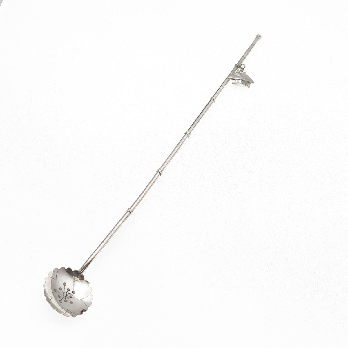 925 Sterling Silver Antique Japan House Charm Bamboo Iced Tea Straw Spoon