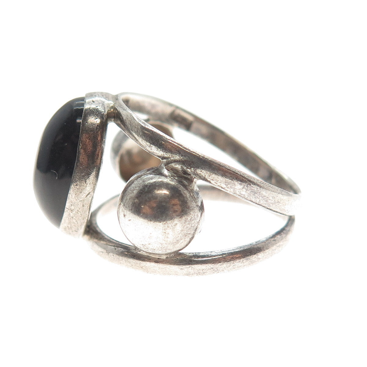 925 Sterling Silver Vintage Mexico Real Agate Gemstone Ring Size 9.25