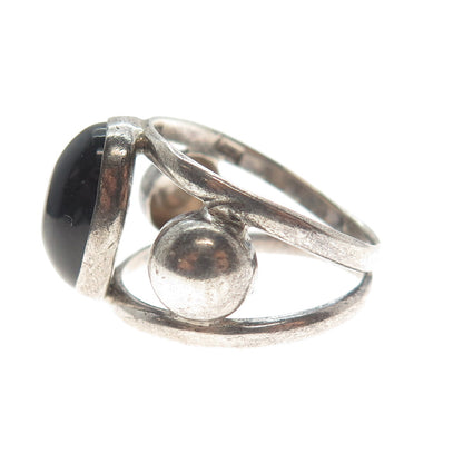 925 Sterling Silver Vintage Mexico Real Agate Gemstone Ring Size 9.25