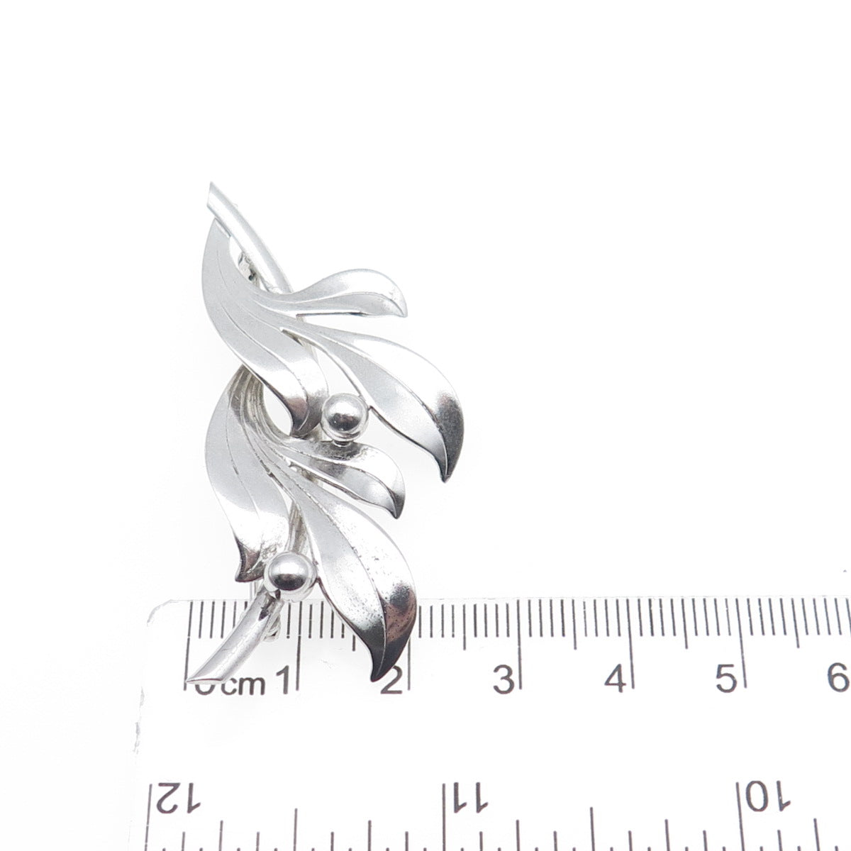 FORSTNER 925 Sterling Silver Vintage Modernist Floral Leaf Pin Brooch