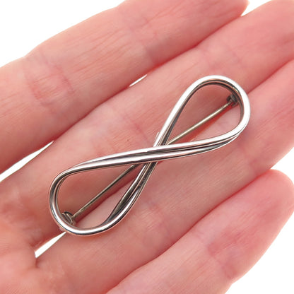 925 Sterling Silver Vintage Infinity Oxidized Pin Brooch