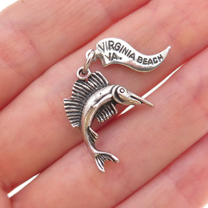 Pacific Jewelry 925 Sterling Silver Vintage Swordfish Oxidized Charm Pendant