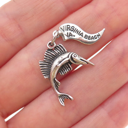 Pacific Jewelry 925 Sterling Silver Vintage Swordfish Oxidized Charm Pendant