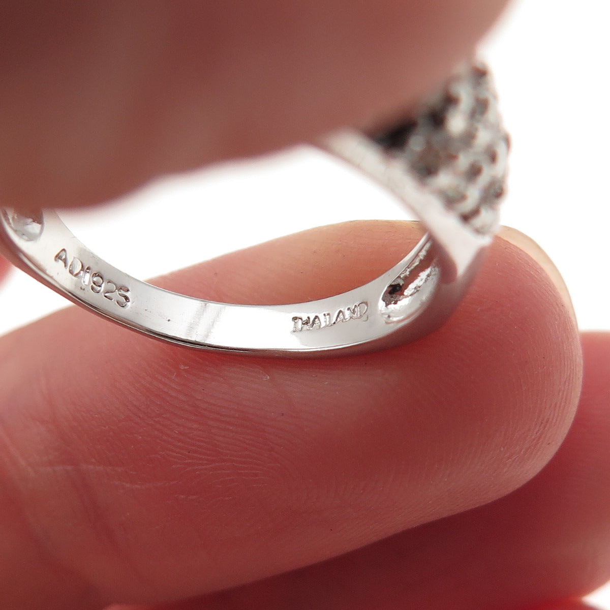 925 Sterling Silver Round-Cut Black & White C Z Zebra Ring Size 7