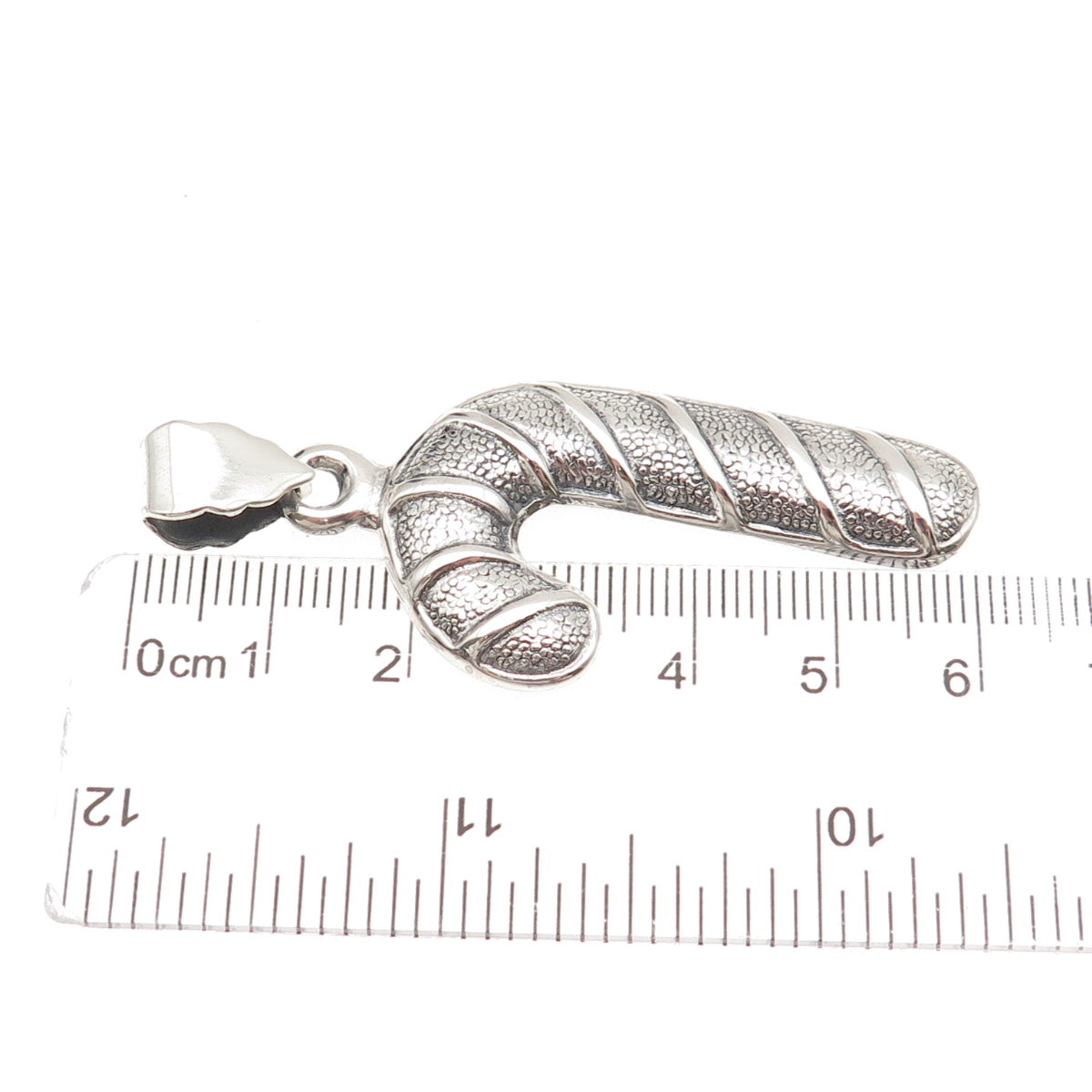 925 Sterling Silver Vintage Christmas Candy Cane Oxidized Charm Pendant