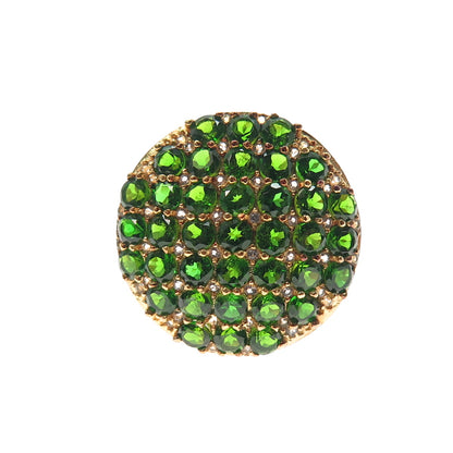 HAROLD TRUJILLO 925 Sterling Gold Plated Vintage Chrome Diopside Ring Size 7.25