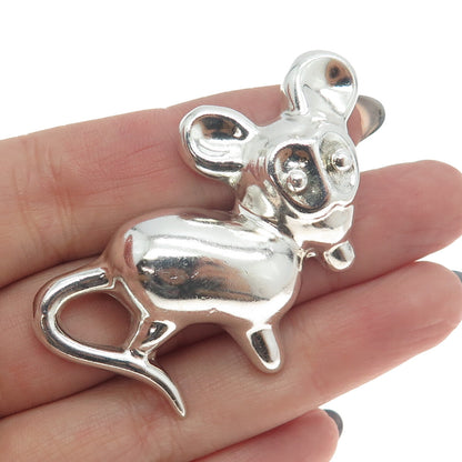 925 Sterling Silver Vintage Mexico Modernist Mouse Pin Brooch