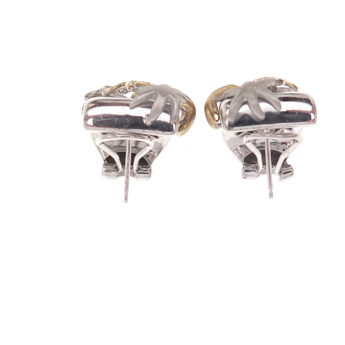 Sonia Boyajian Sterling Silver 2-Tone Real Diamond Starfish Omega Back Earrings