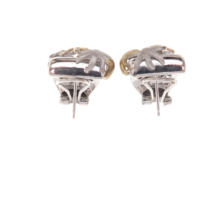 Sonia Boyajian Sterling Silver 2-Tone Real Diamond Starfish Omega Back Earrings