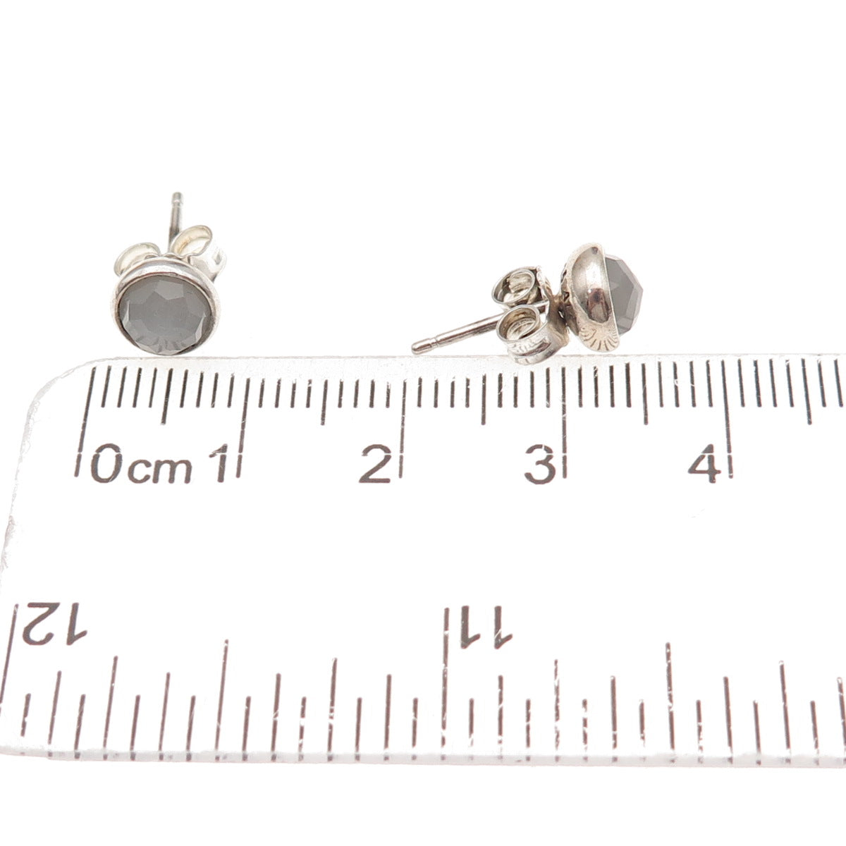 Pandora Sterling Silver Real Gray Moonstone June Birthday Blooms Stud Earrings